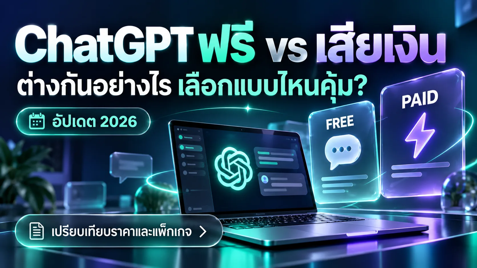 ChatGPT ฟรี vs เสียเงิน ต่างกันอย่างไร? เปรียบเทียบราคา 2026 เลือกแบบ ...